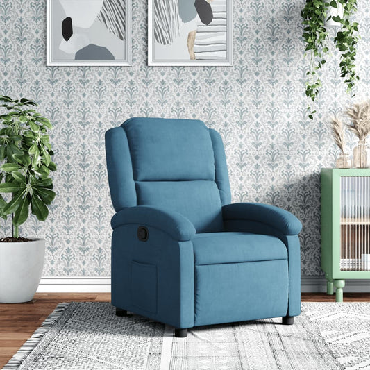 Fauteuil relax en velours bleu