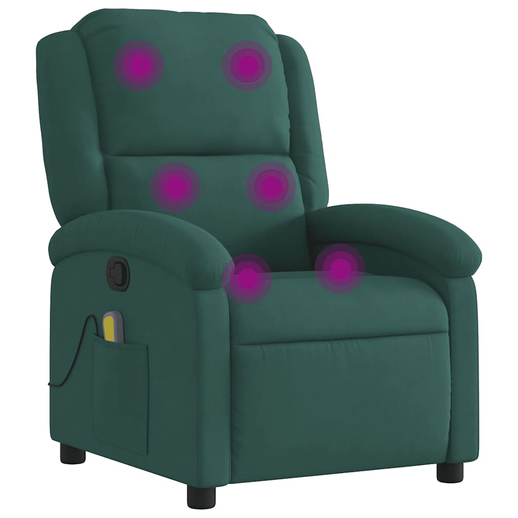 Fauteuil de massage velours vert foncé