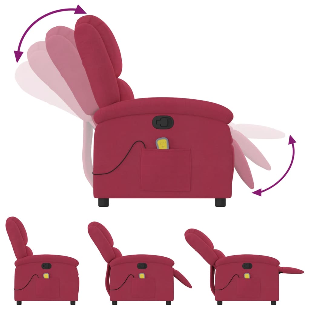 Fauteuil de massage velours rouge vin