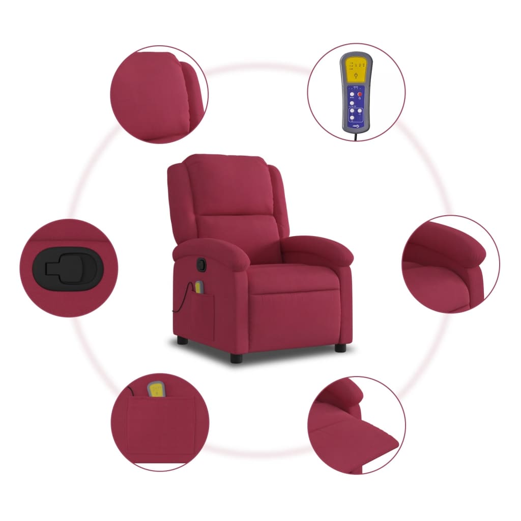 Fauteuil de massage velours rouge vin