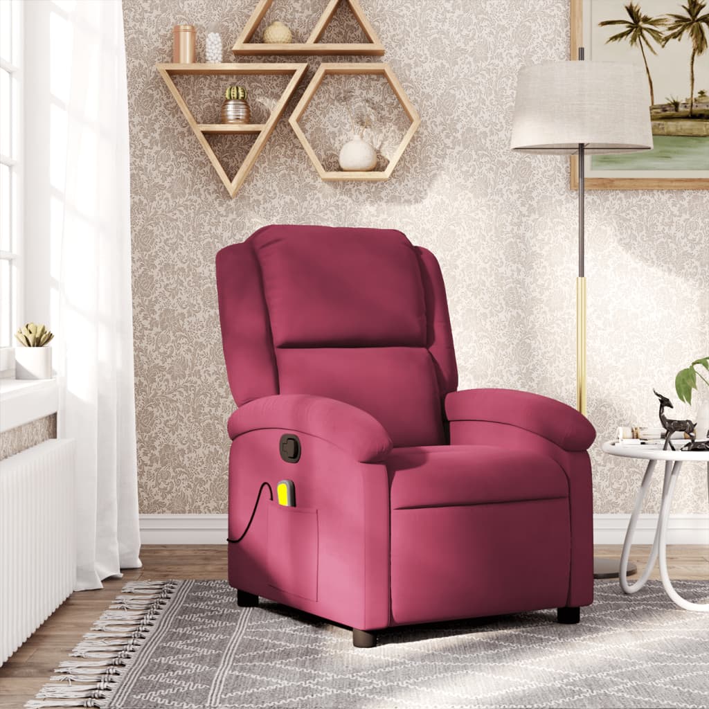 Fauteuil de massage velours rouge vin