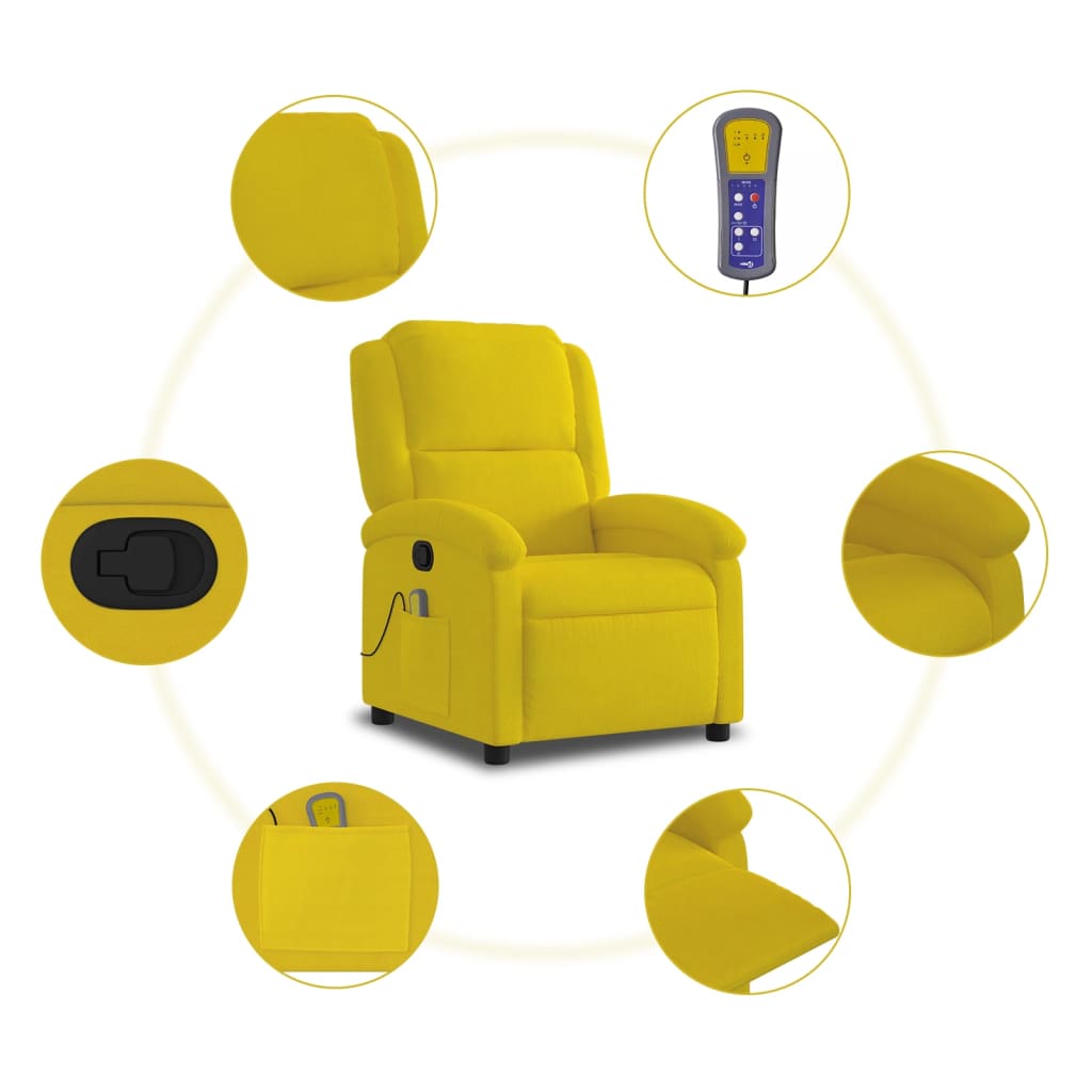 Fauteuil de massage en velours jaune