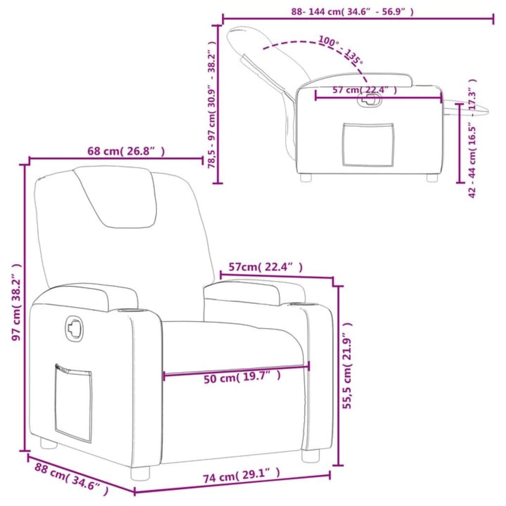 Fauteuil de relaxation tissu marron