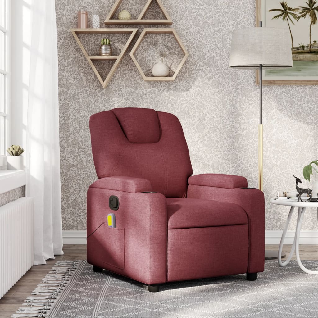 Fauteuil de massage tissu rouge vin