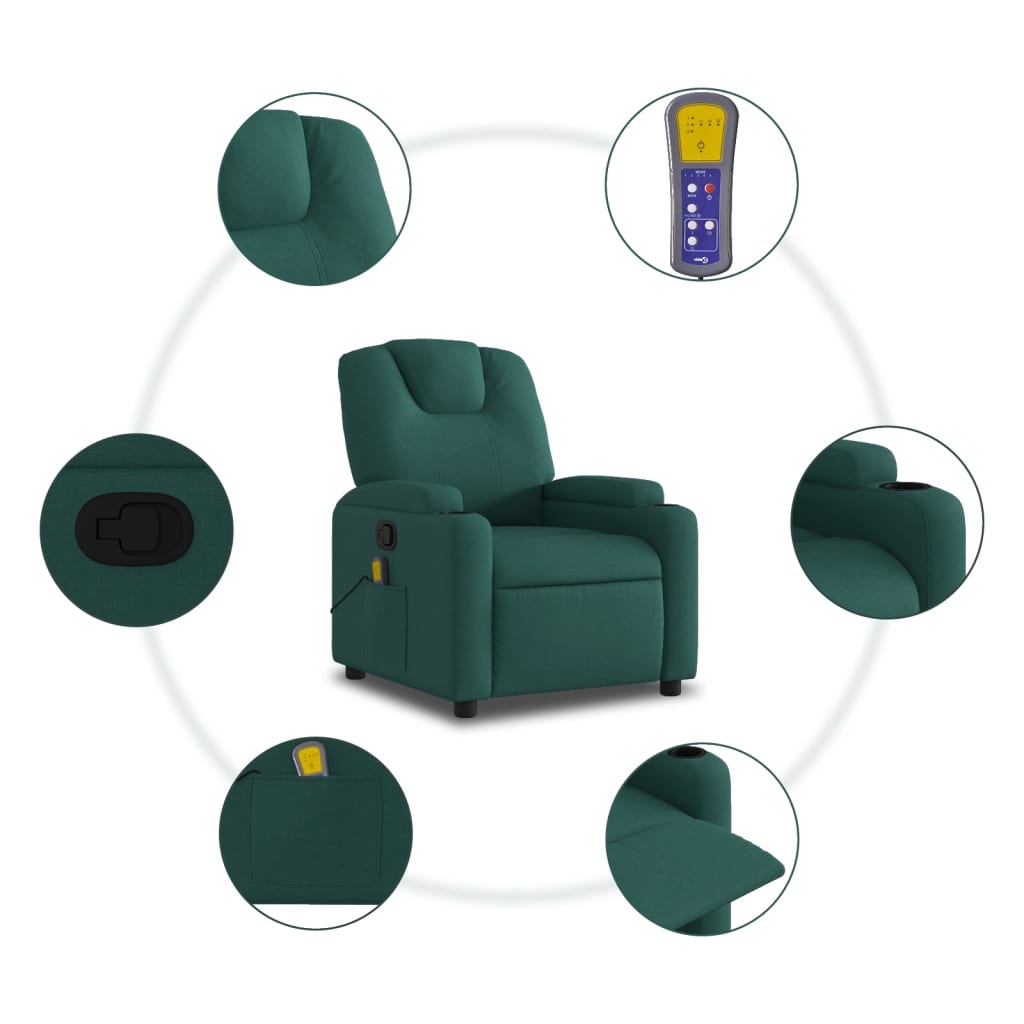 Fauteuil de massage tissu vert foncé