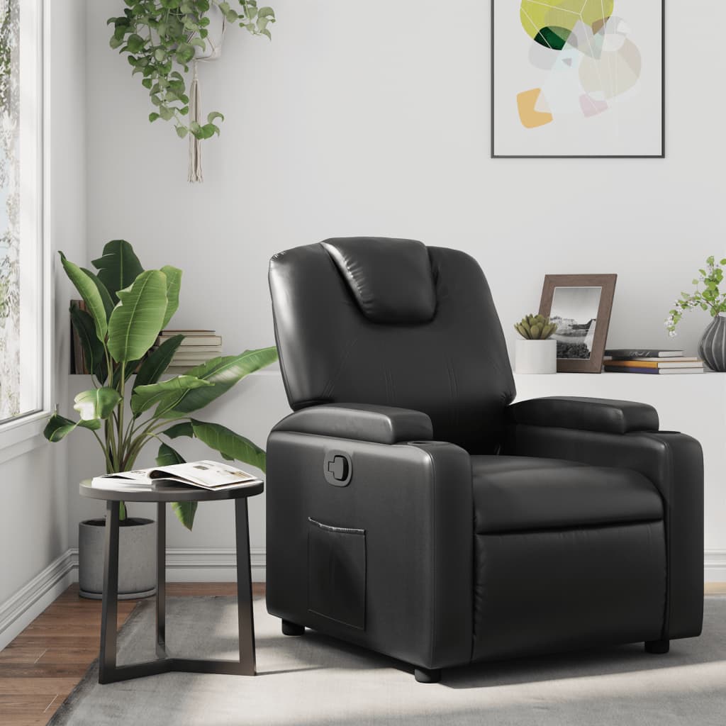 Fauteuil de relaxation simili cuir noir