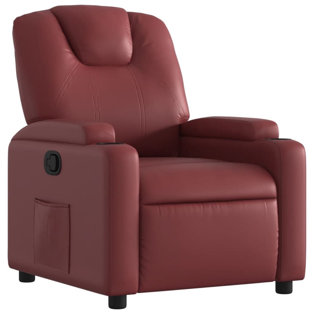 Fauteuil de relaxation simili cuir rouge vin