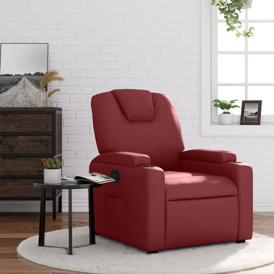 Fauteuil de relaxation simili cuir rouge vin