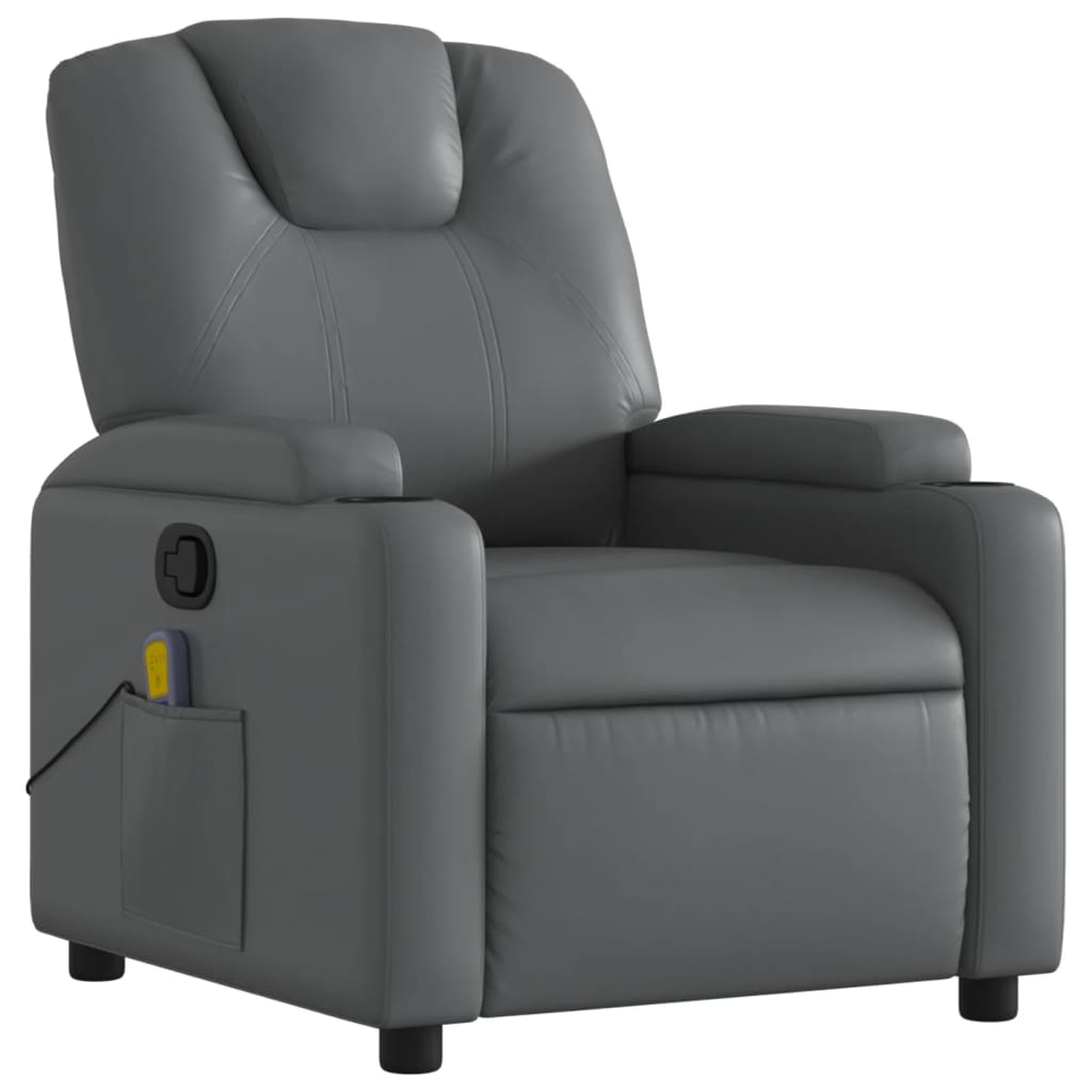 Fauteuil de massage simili cuir gris