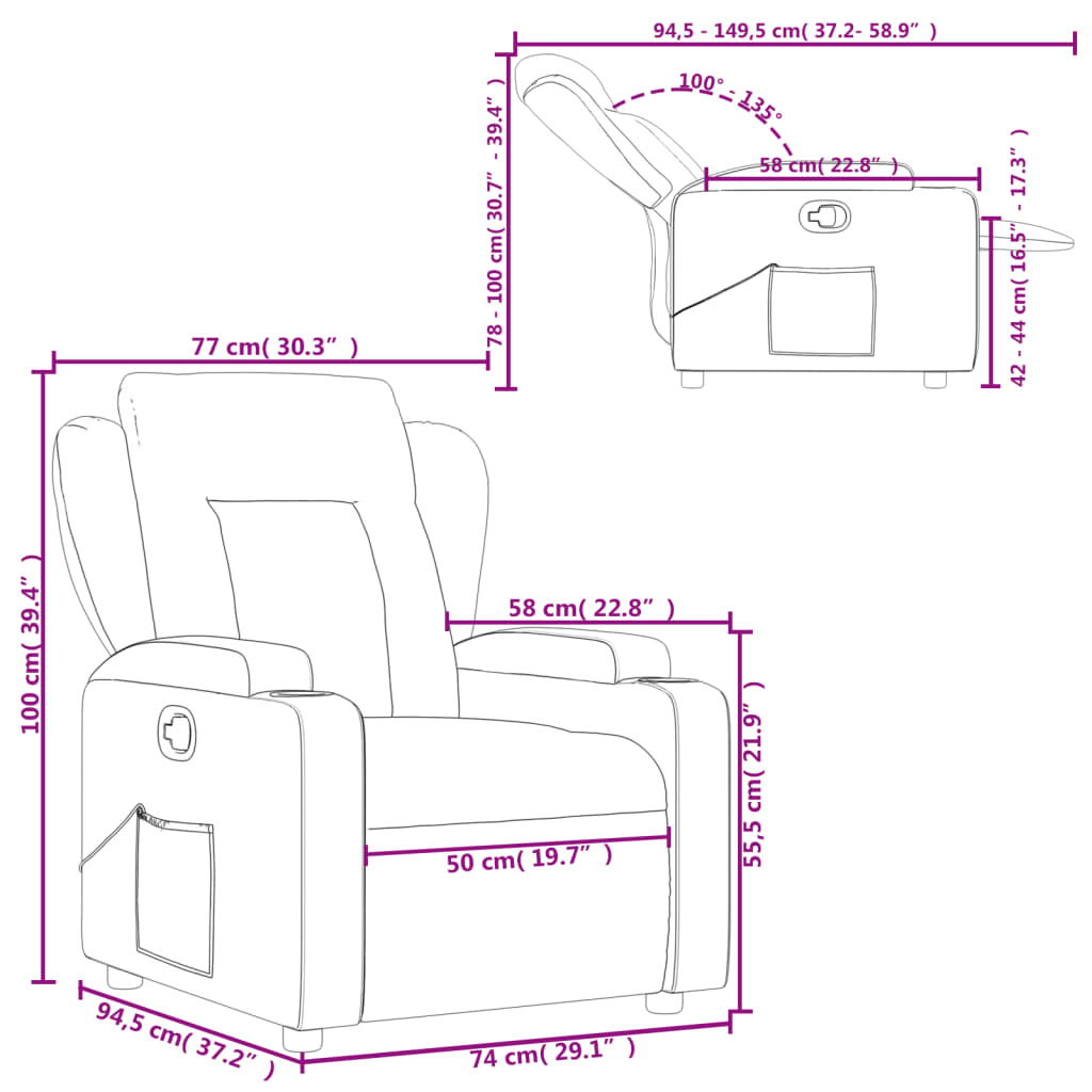 Fauteuil de relaxation tissu gris foncé