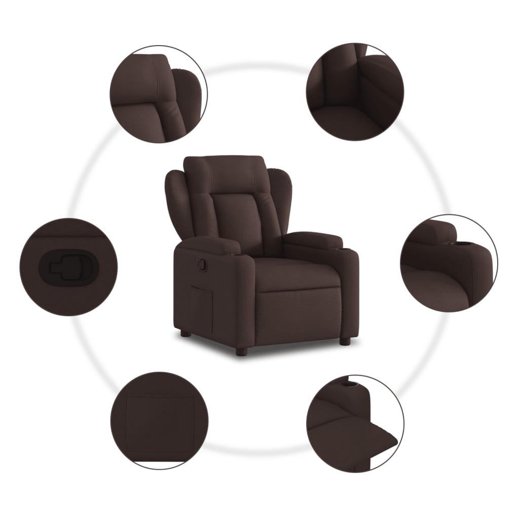 Fauteuil de relaxation tissu marron foncé