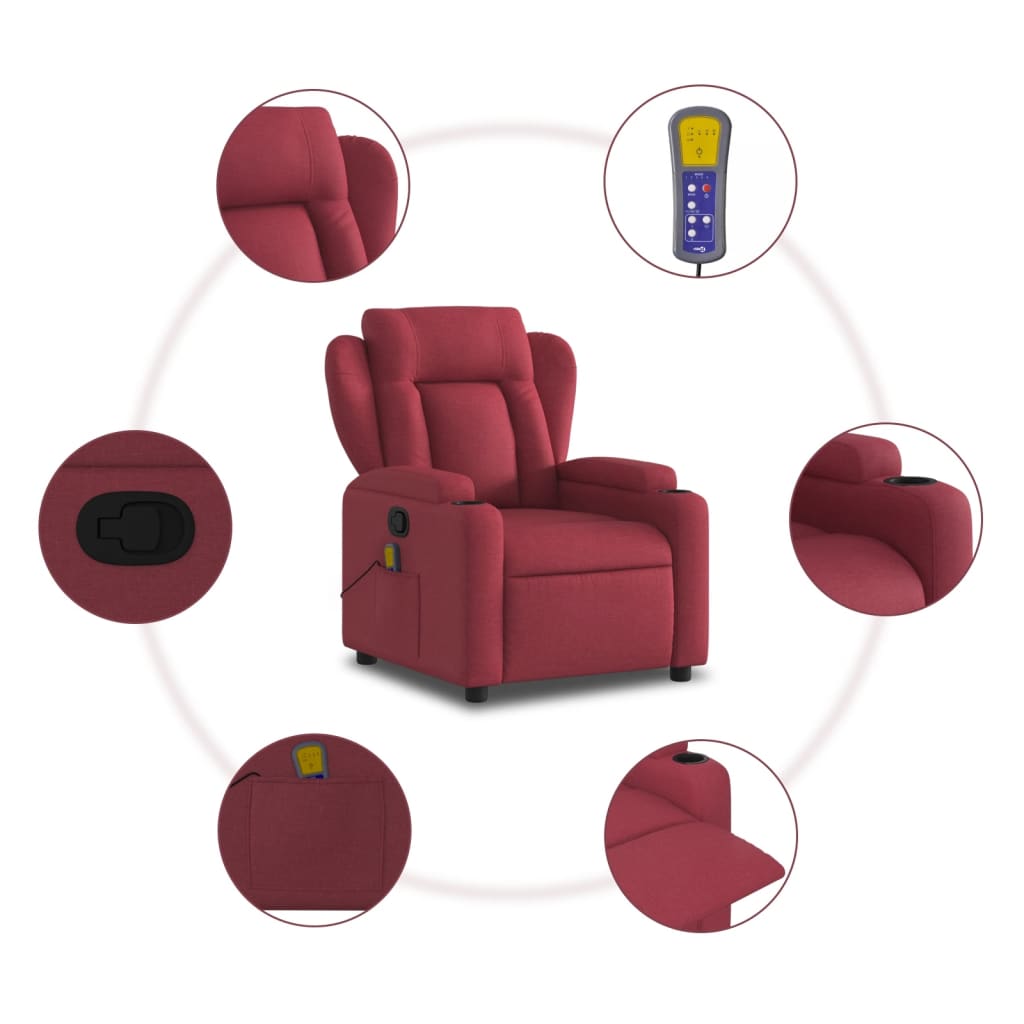 Fauteuil de massage tissu rouge vin