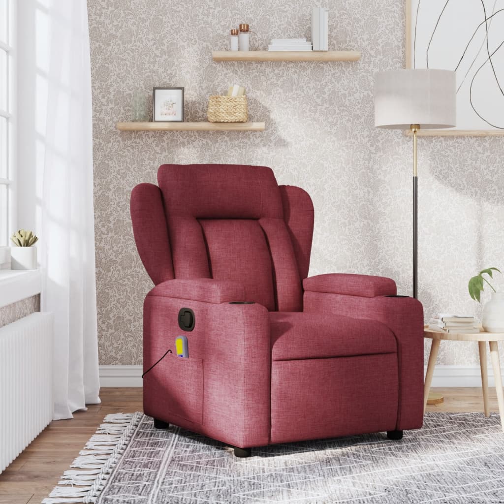 Fauteuil de massage tissu rouge vin