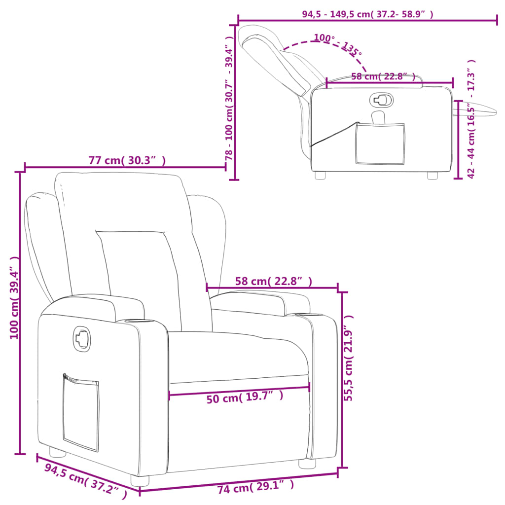 Fauteuil de relaxation simili cuir noir