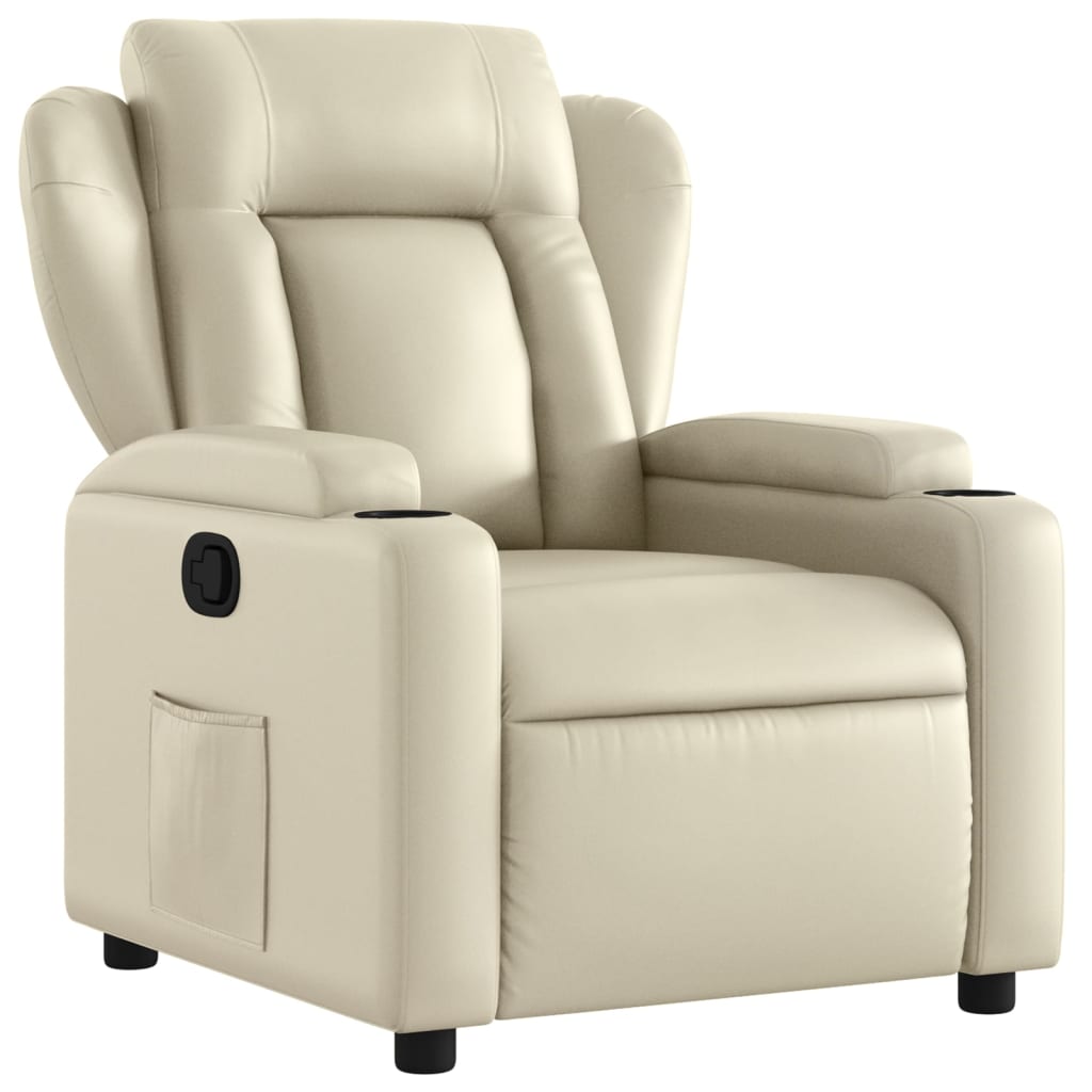 Fauteuil de relaxation simili cuir crème