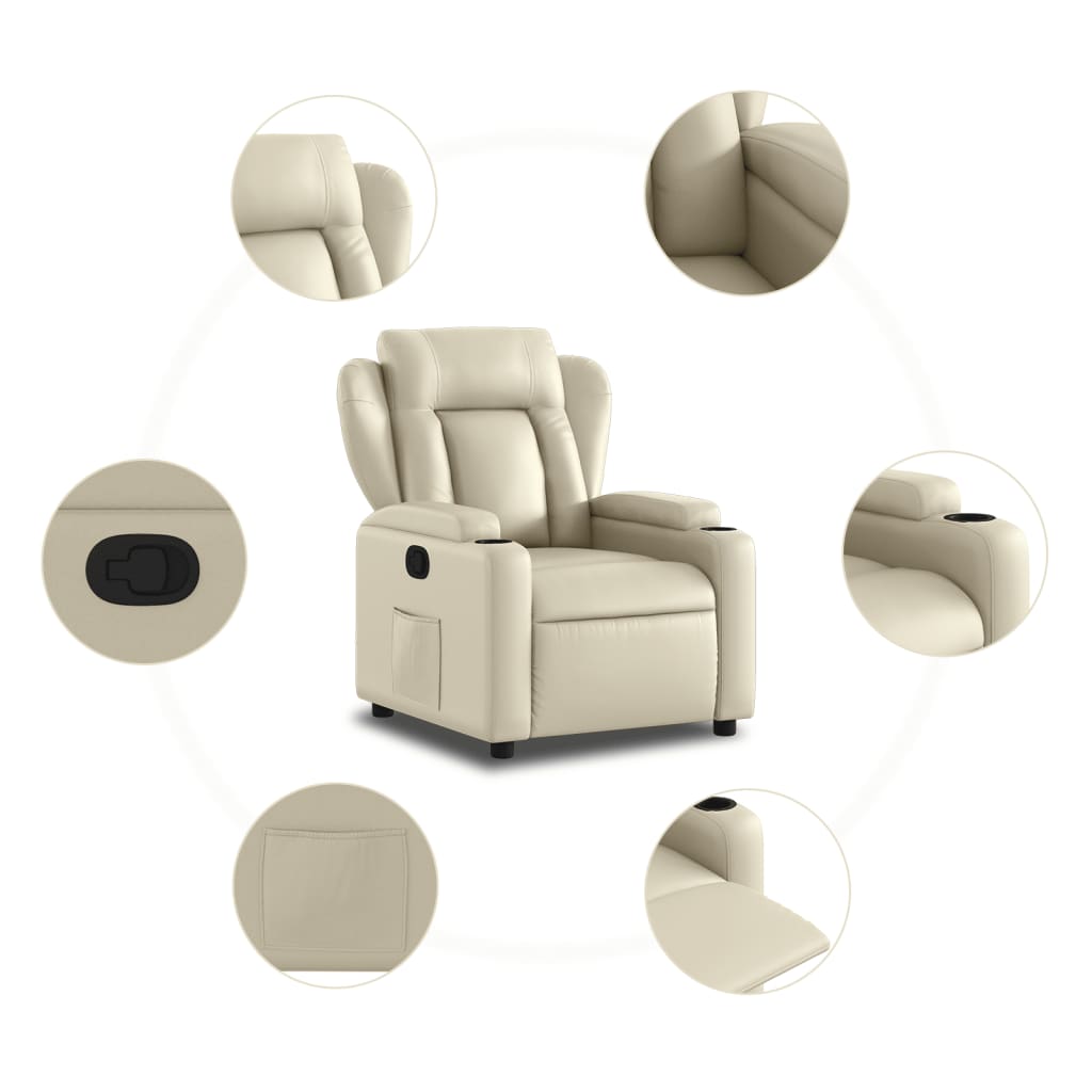 Fauteuil de relaxation simili cuir crème