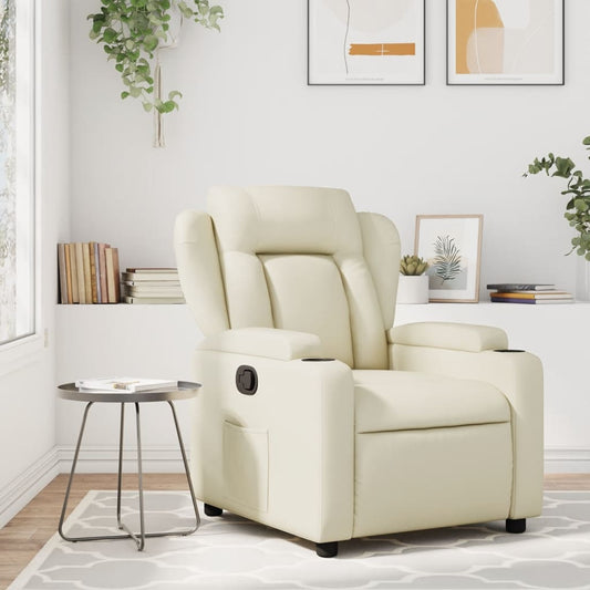 Fauteuil de relaxation simili cuir crème