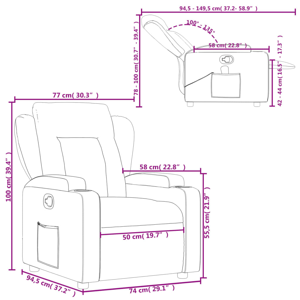 Fauteuil de relaxation simili cuir marron