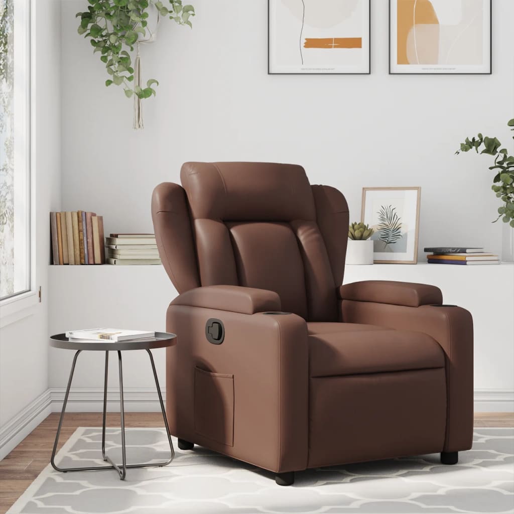 Fauteuil de relaxation simili cuir marron