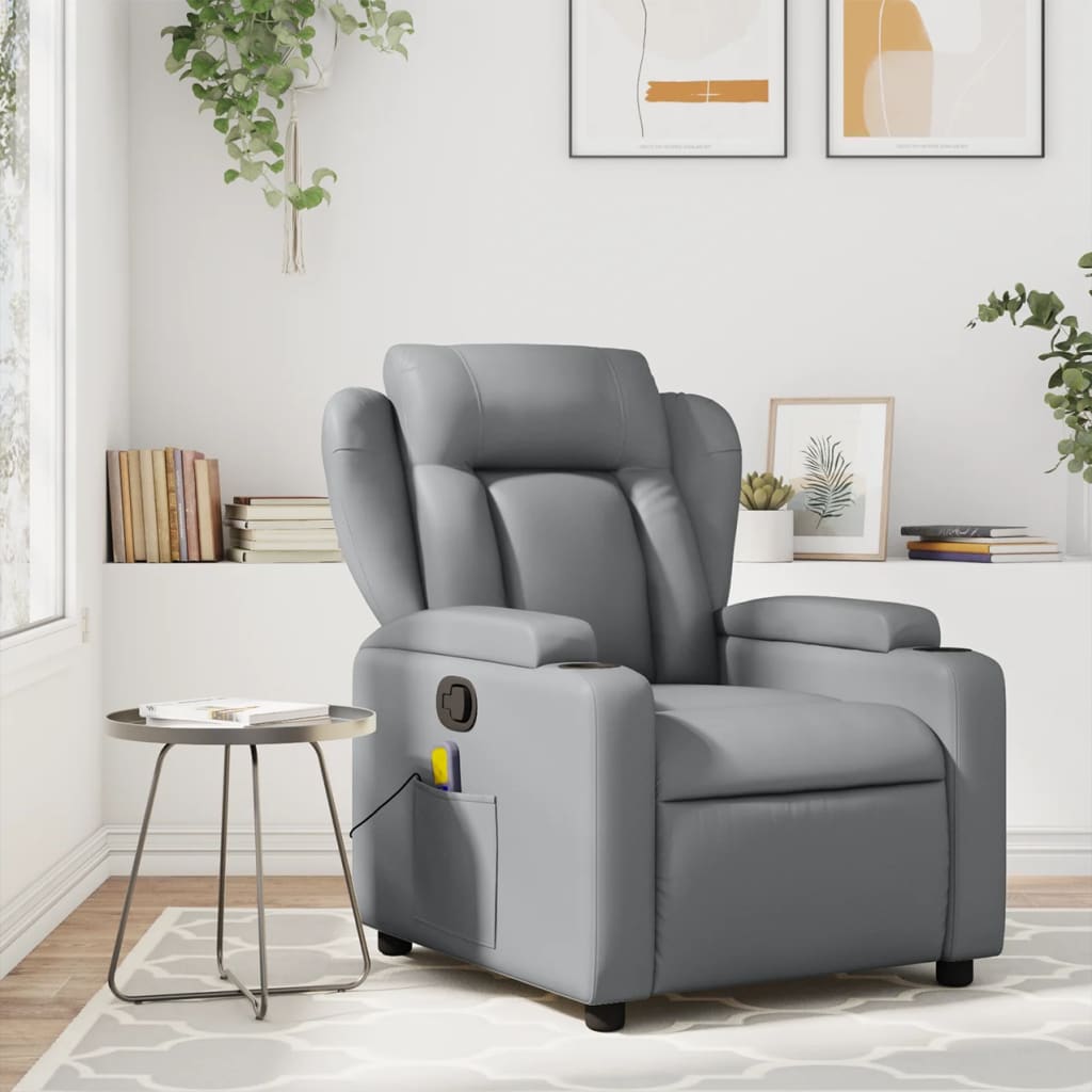 Fauteuil de relaxation simili cuir gris