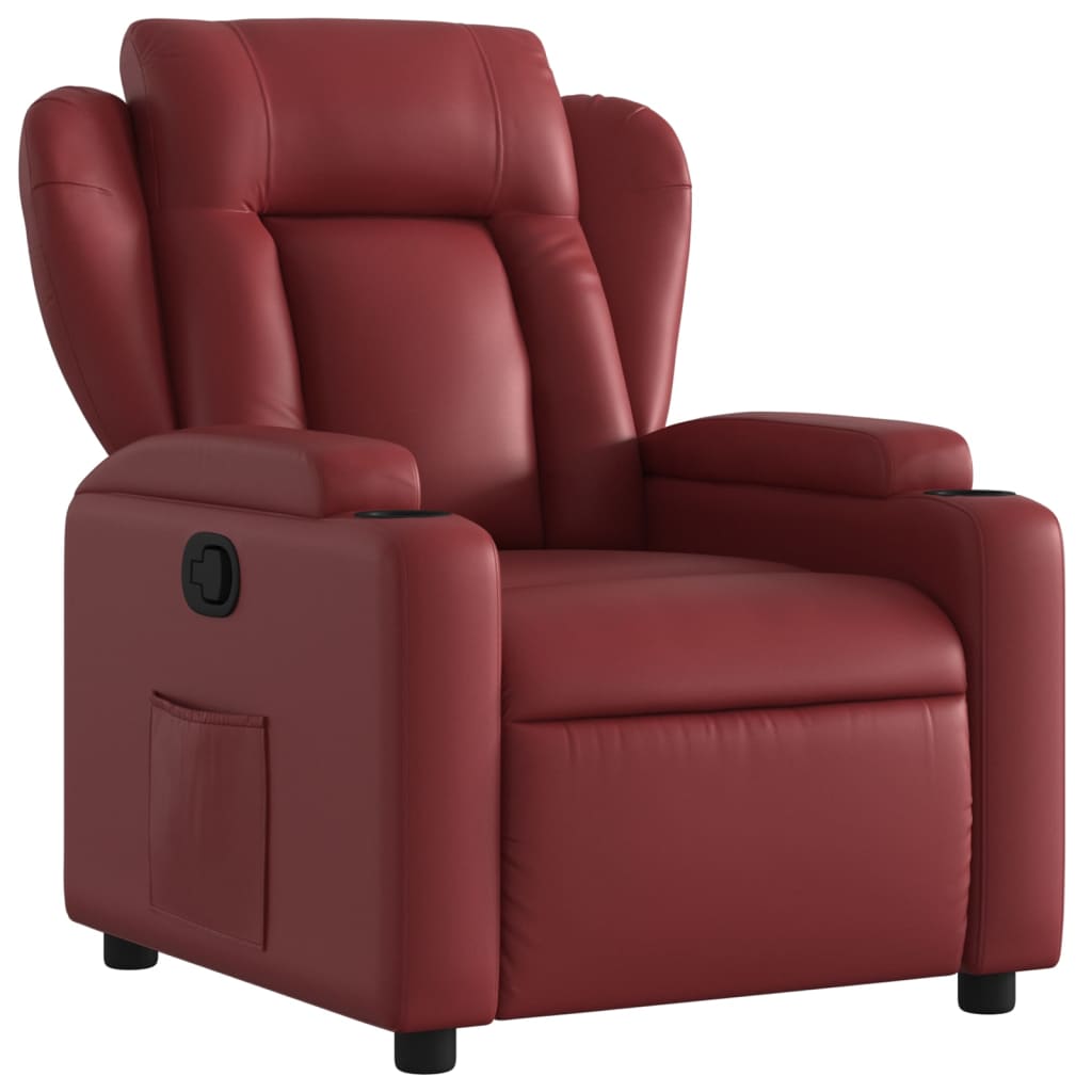 Fauteuil de relaxation simili cuir rouge vin