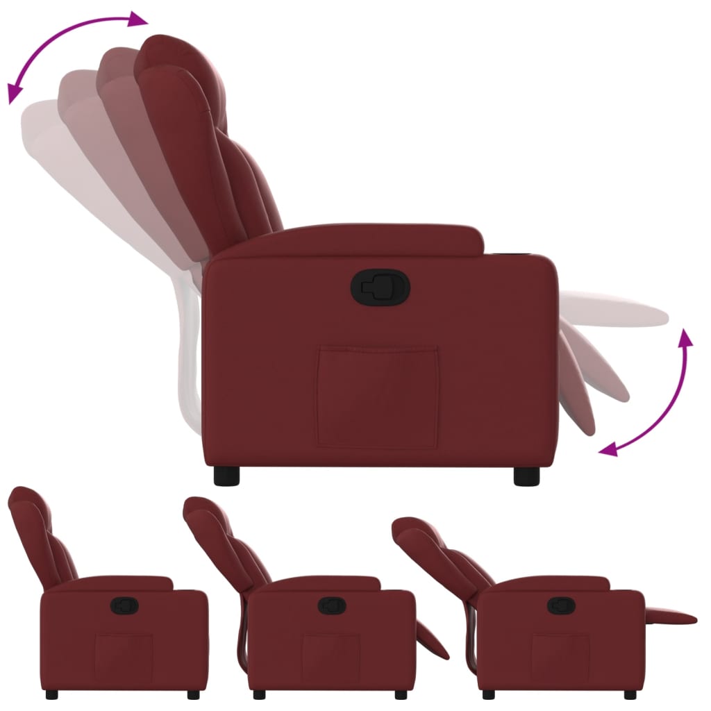 Fauteuil de relaxation simili cuir rouge vin