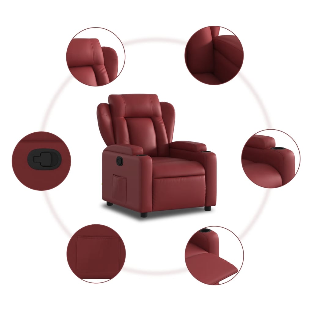 Fauteuil de relaxation simili cuir rouge vin