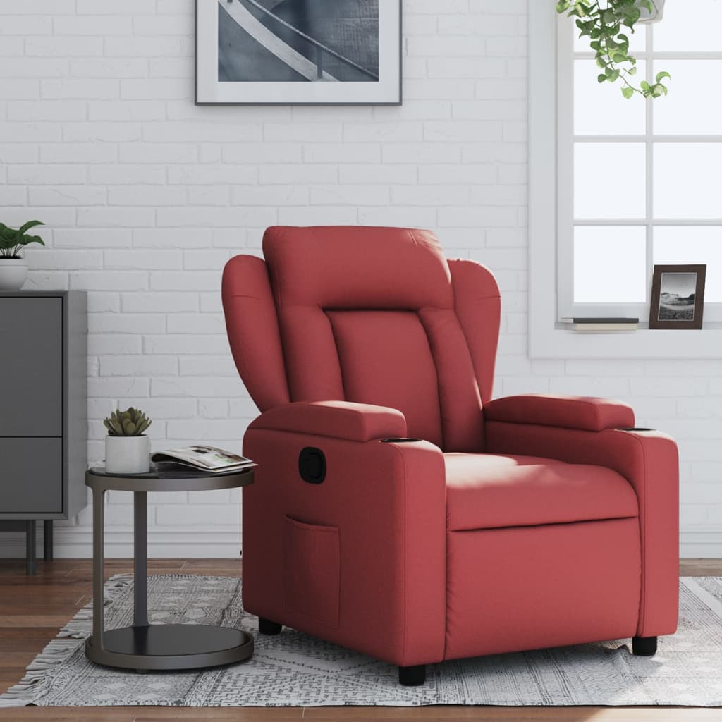 Fauteuil de relaxation simili cuir rouge vin