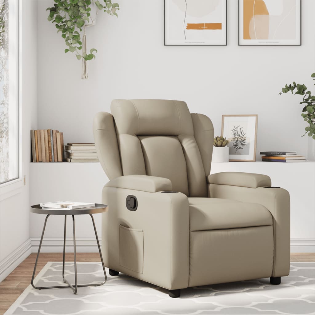 Fauteuil de relaxation simili cuir marron cappuccino