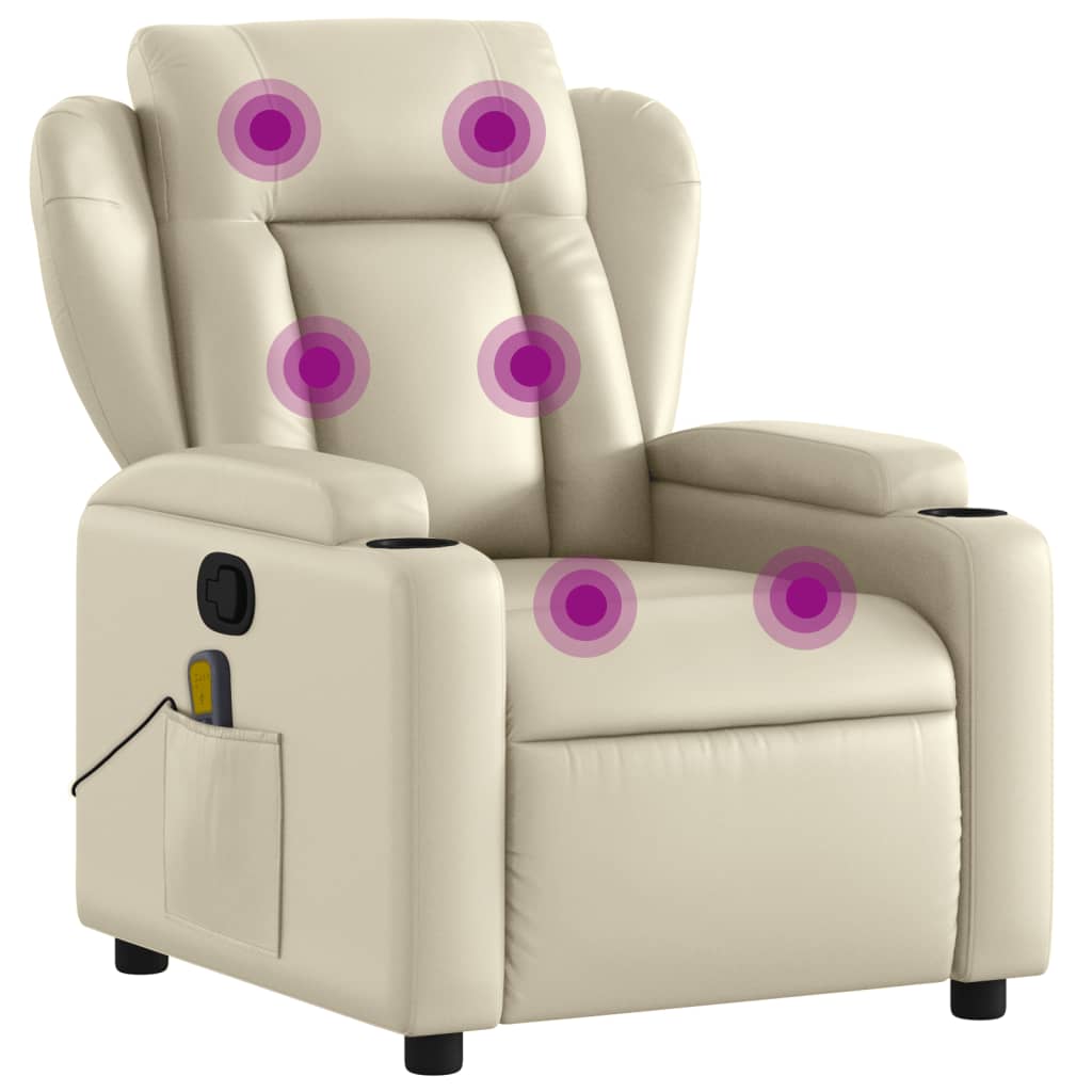 Fauteuil de massage simili cuir crème