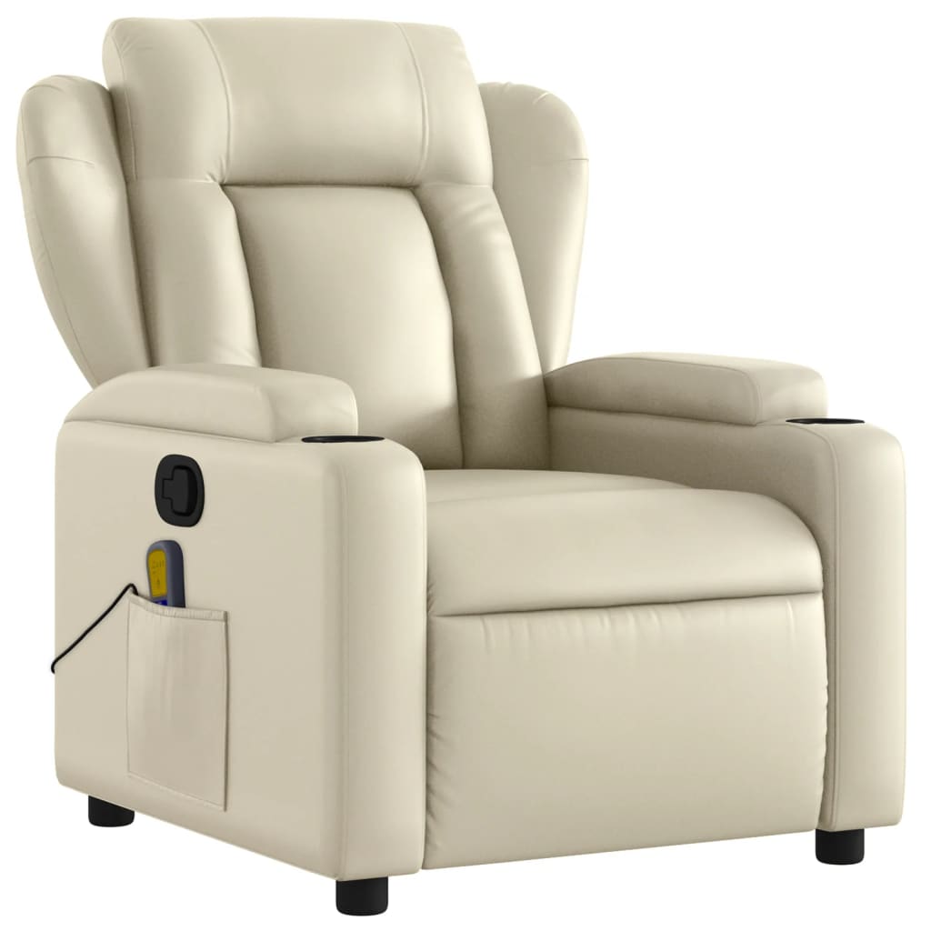 Fauteuil de massage simili cuir crème