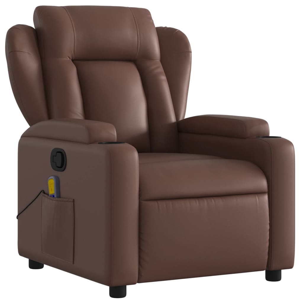 Fauteuil de massage simili cuir marron