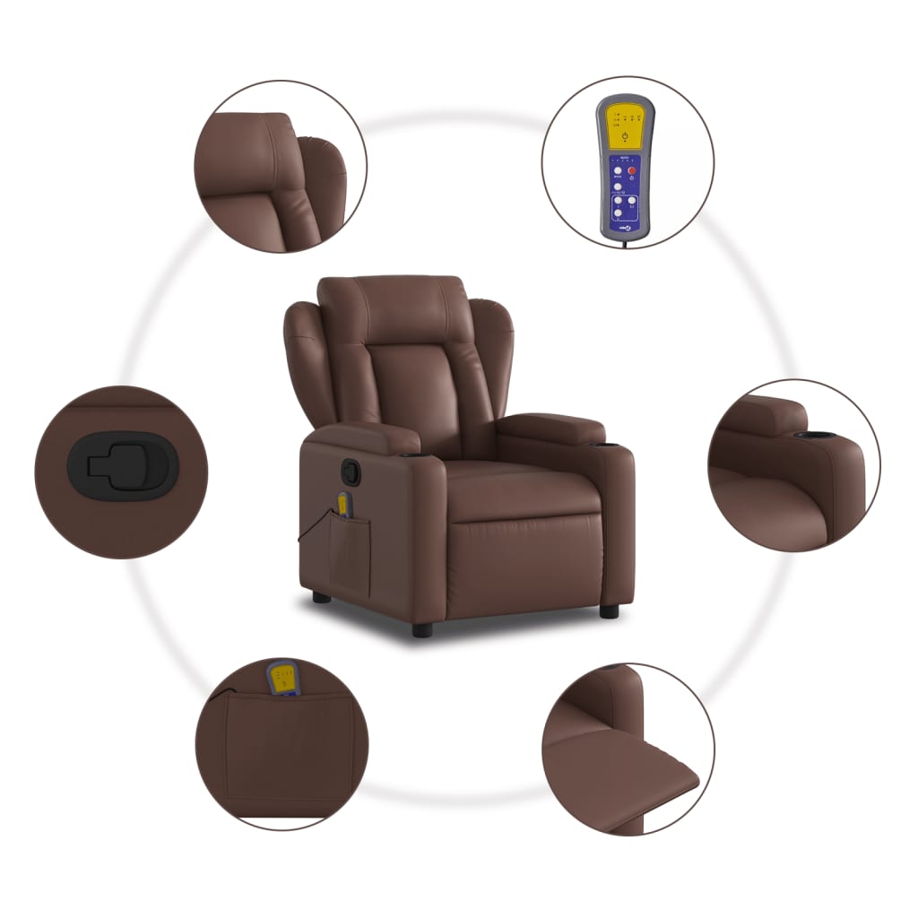 Fauteuil de massage simili cuir marron