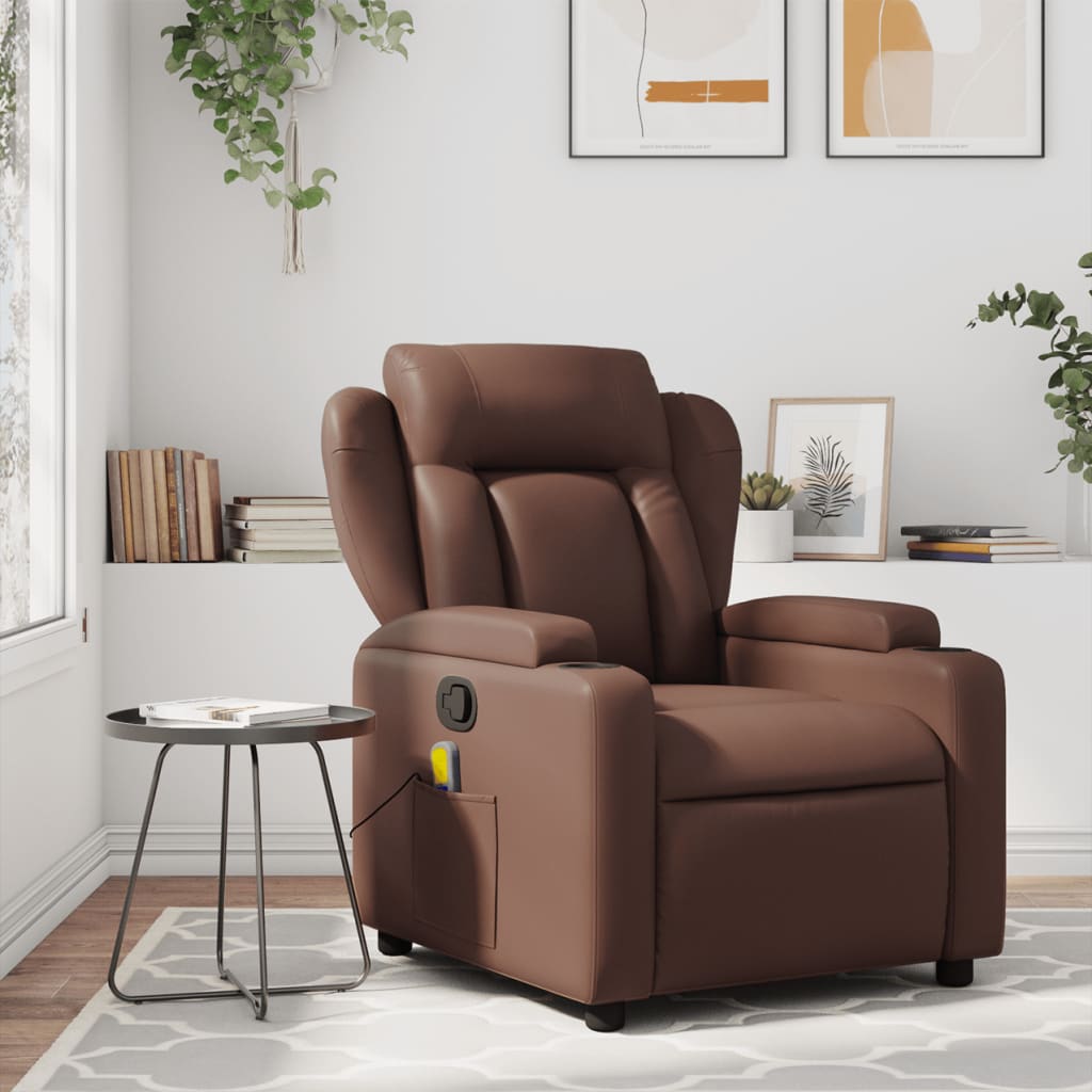 Fauteuil de massage simili cuir marron