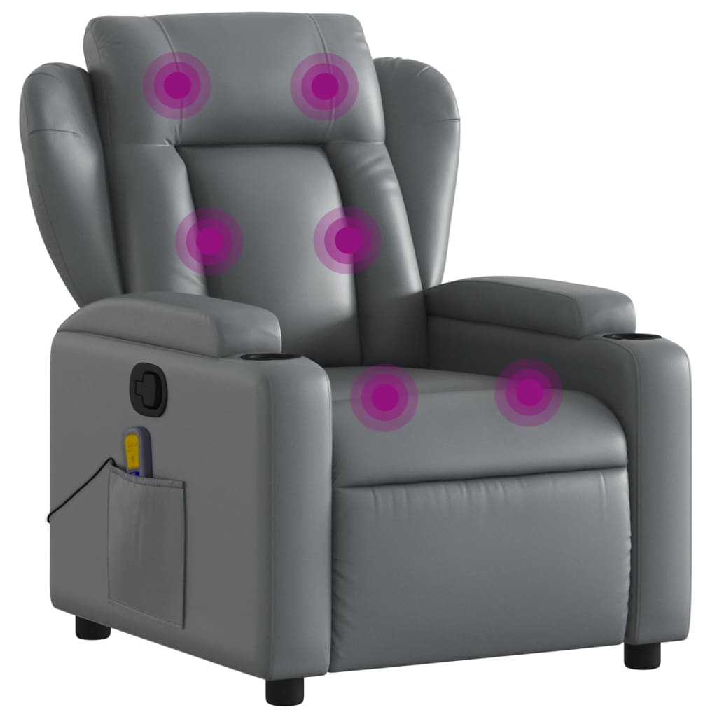 Fauteuil de massage simili cuir gris