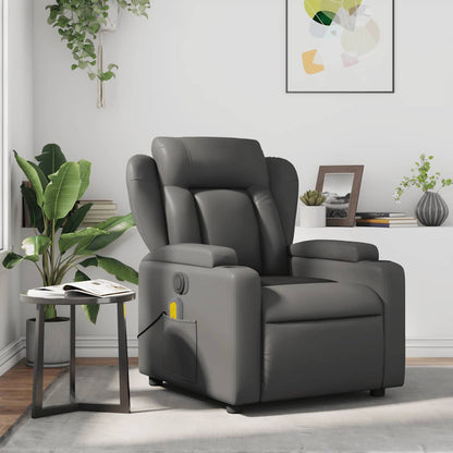 Massagesessel Grau Kunstleder