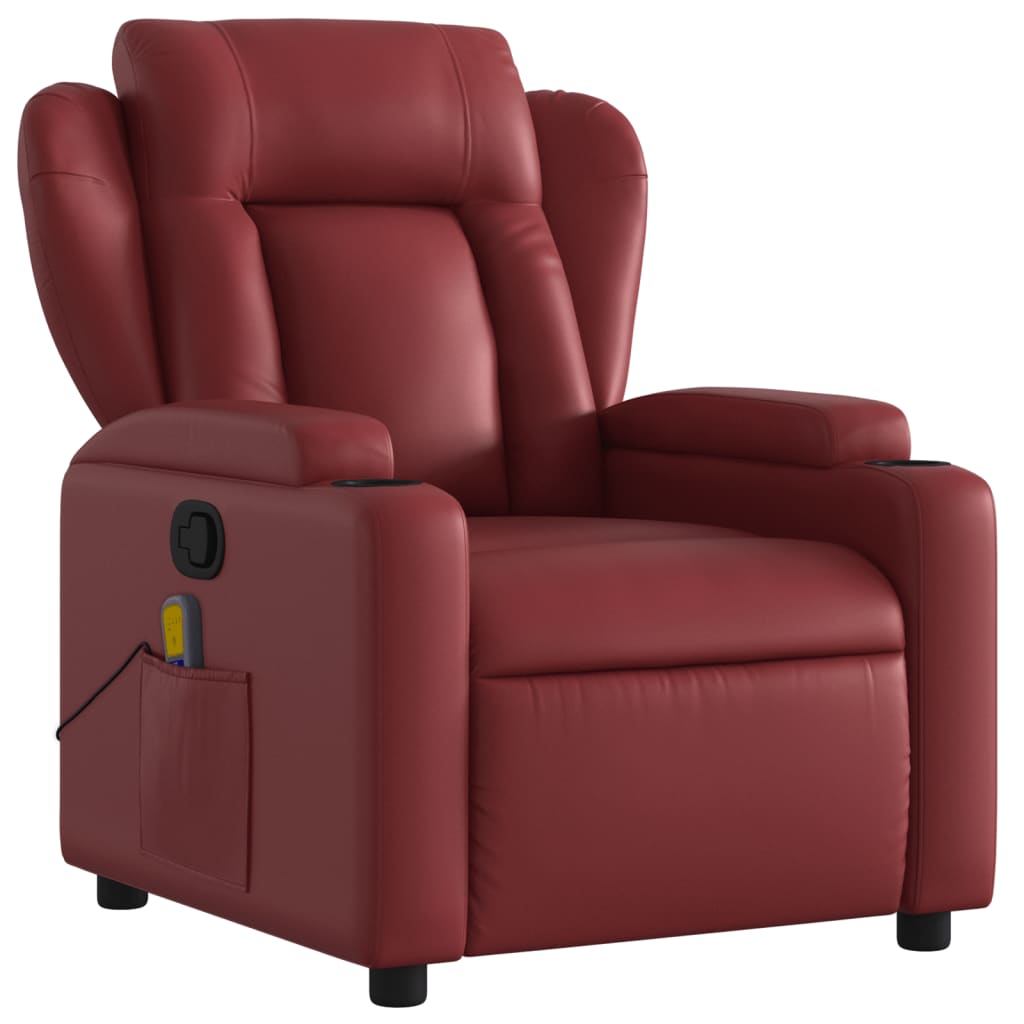 Fauteuil de massage simili cuir rouge vin