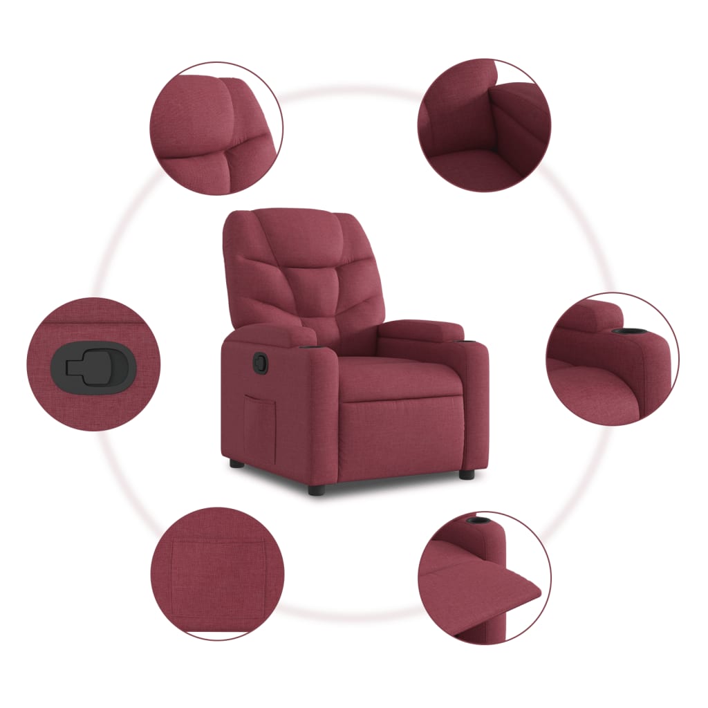 Fauteuil de relaxation tissu rouge vin