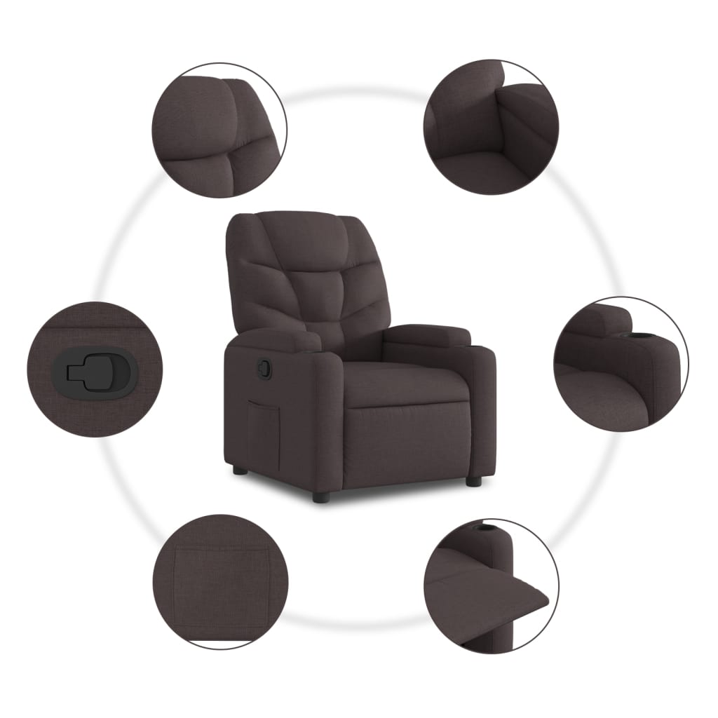 Fauteuil de relaxation tissu marron foncé