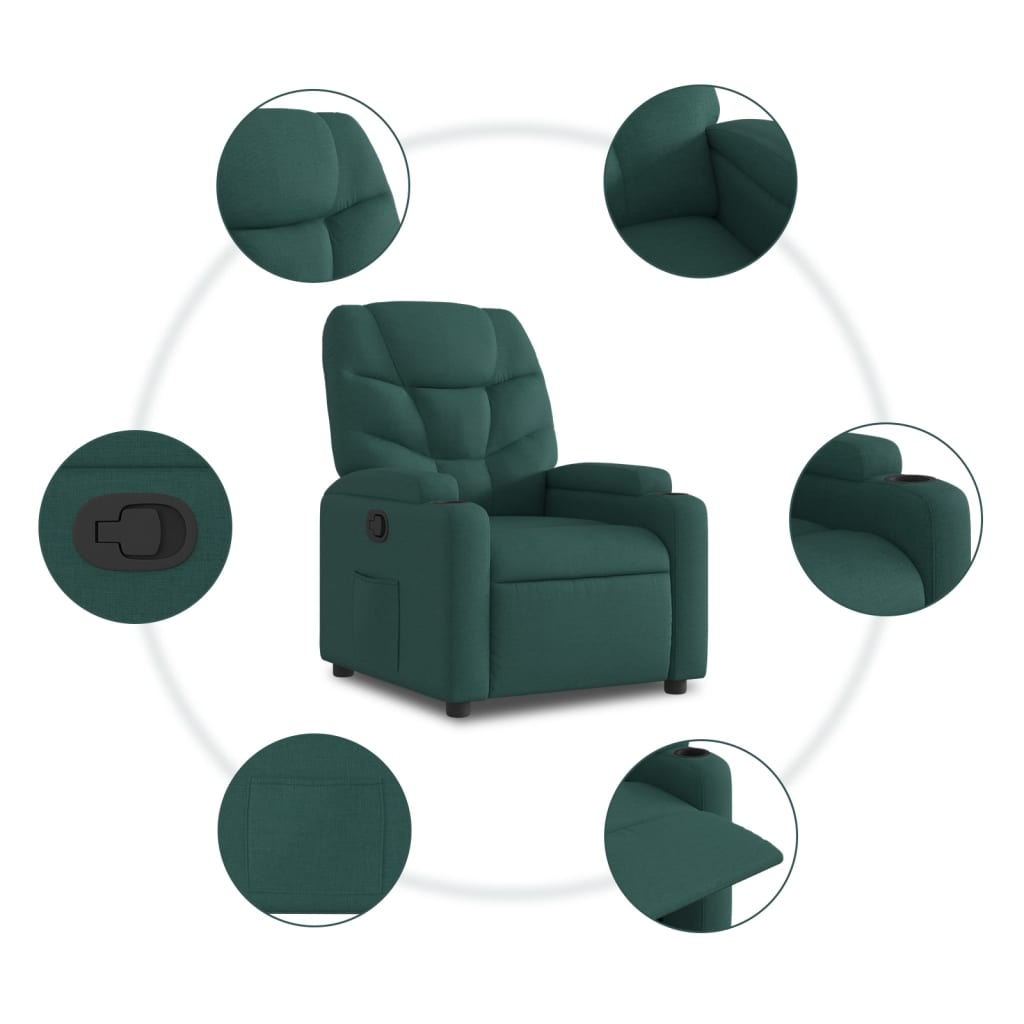 Fauteuil de relaxation tissu vert foncé