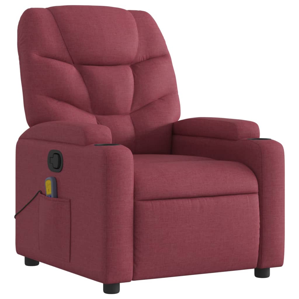 Fauteuil de massage tissu rouge vin