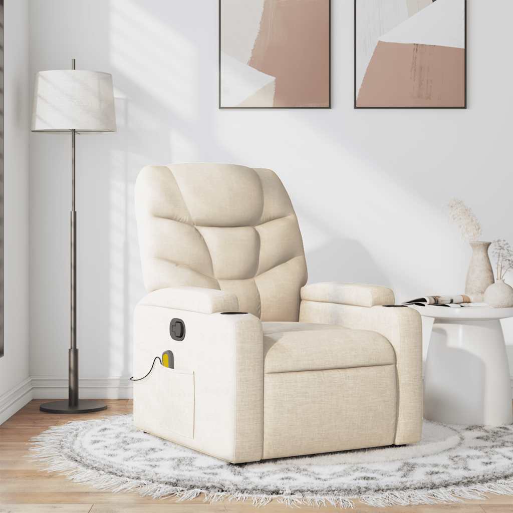 Massagesessel Creme Stoff