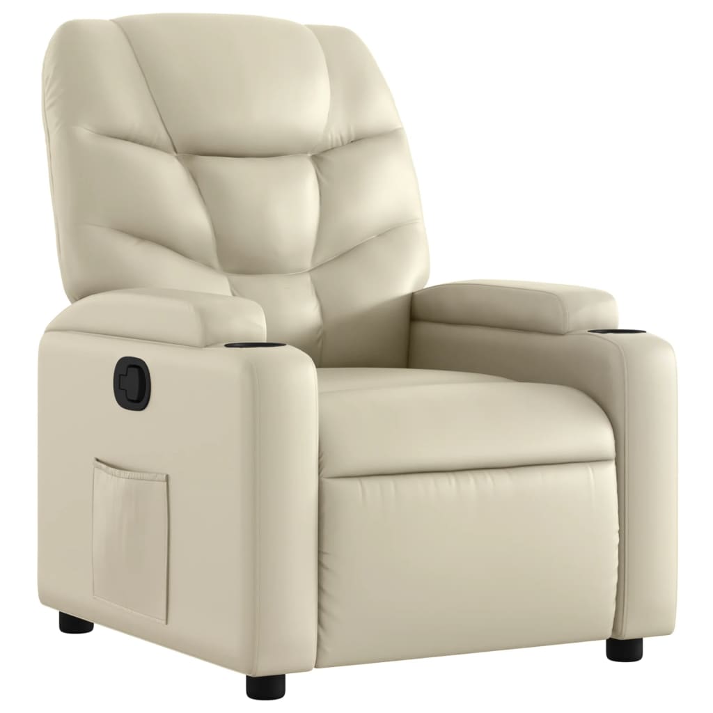 Fauteuil de relaxation simili cuir crème