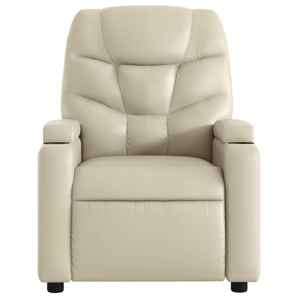 Fauteuil de relaxation simili cuir crème