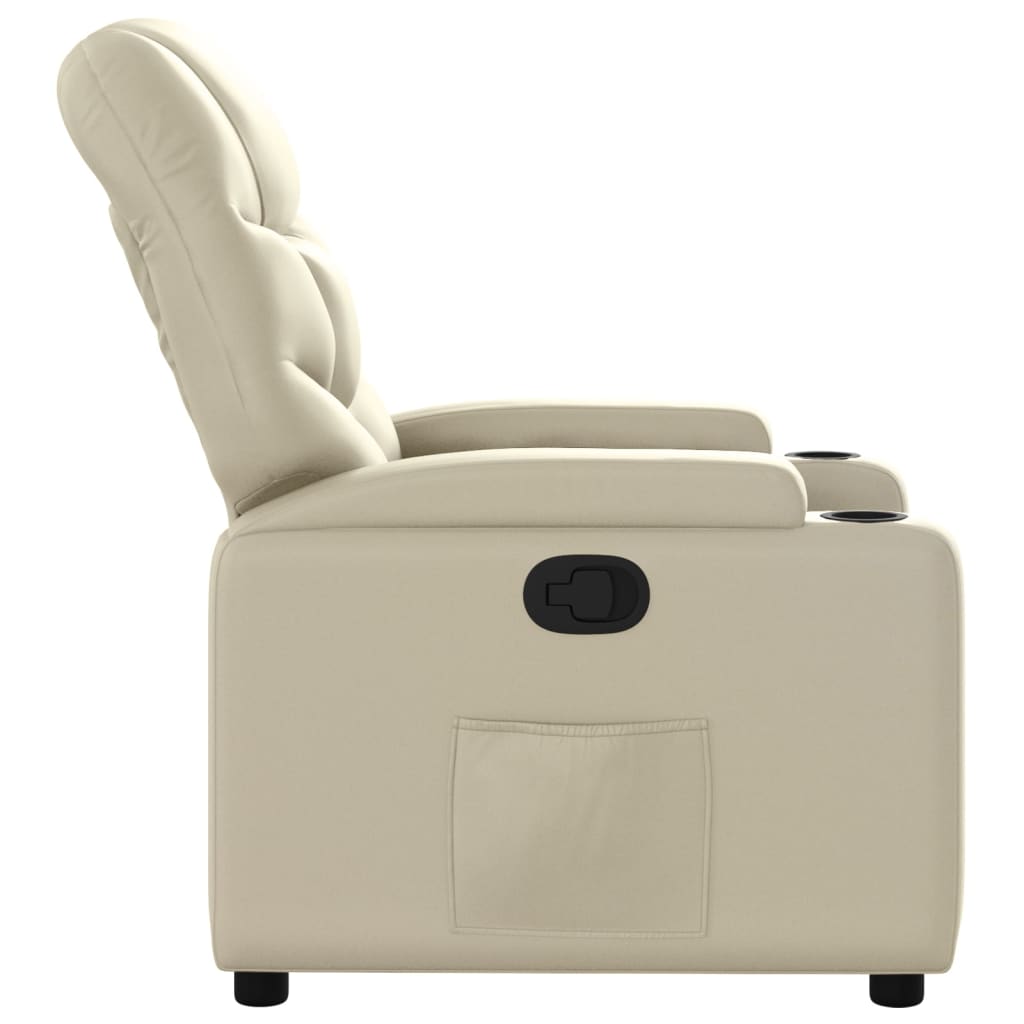 Fauteuil de relaxation simili cuir crème