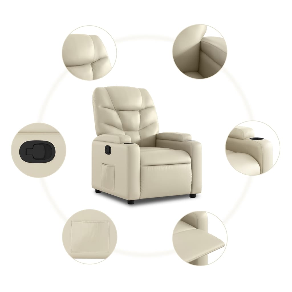 Fauteuil de relaxation simili cuir crème