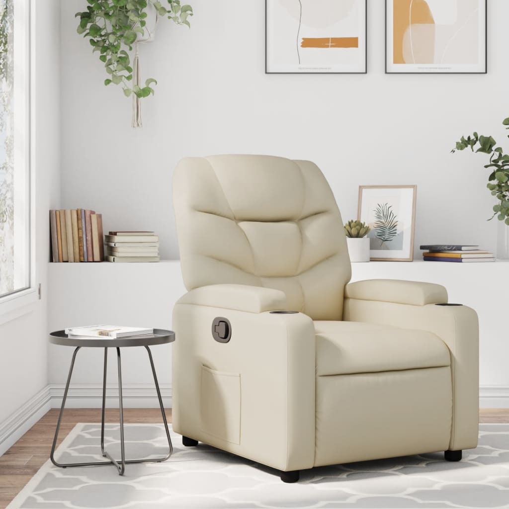 Fauteuil de relaxation simili cuir crème