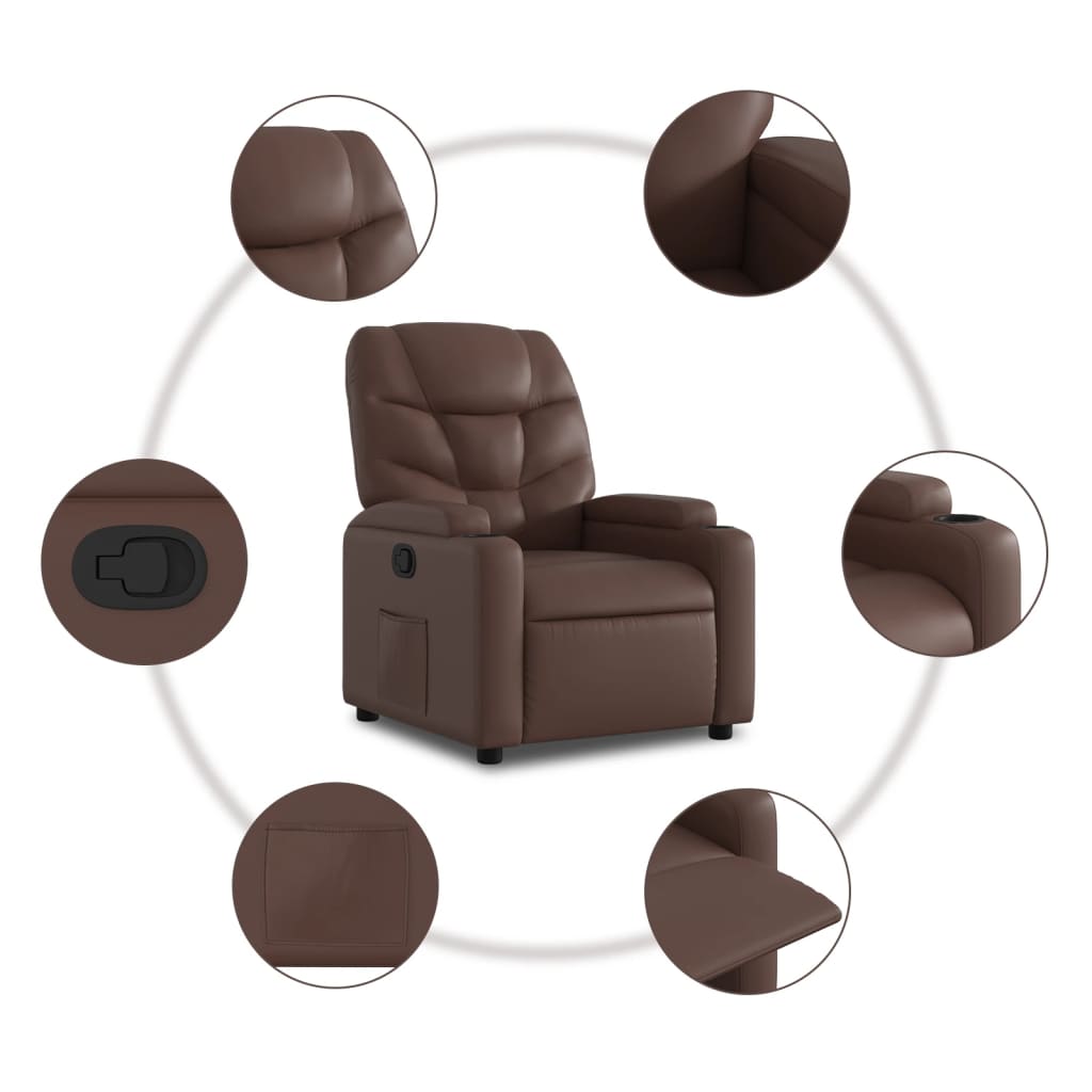 Fauteuil de relaxation simili cuir marron