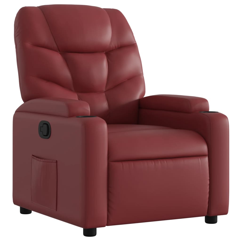 Fauteuil de relaxation simili cuir rouge vin