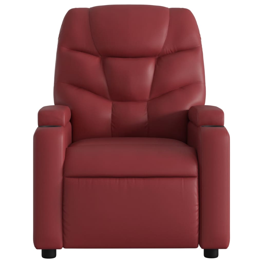 Fauteuil de relaxation simili cuir rouge vin